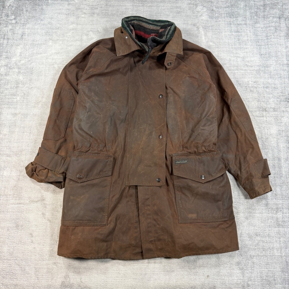 Outback Trading Co Jacket Mens Large Brown Oilskin Waxed Southwestern Duster